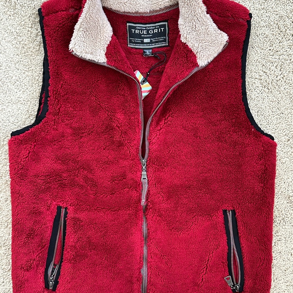 True Grit Red Sherpa Vest